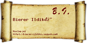 Bierer Ildikó névjegykártya